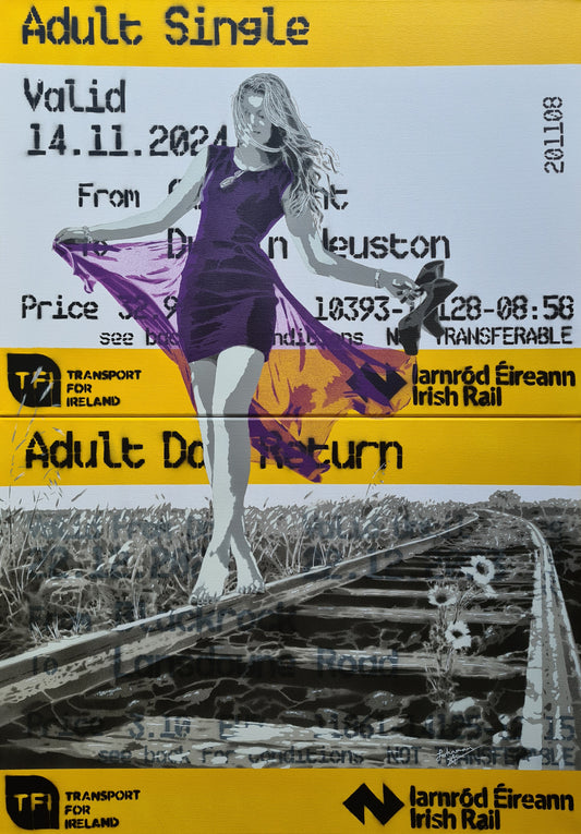 A Love of Life - two panel canvas (Irish Rail - Purple)